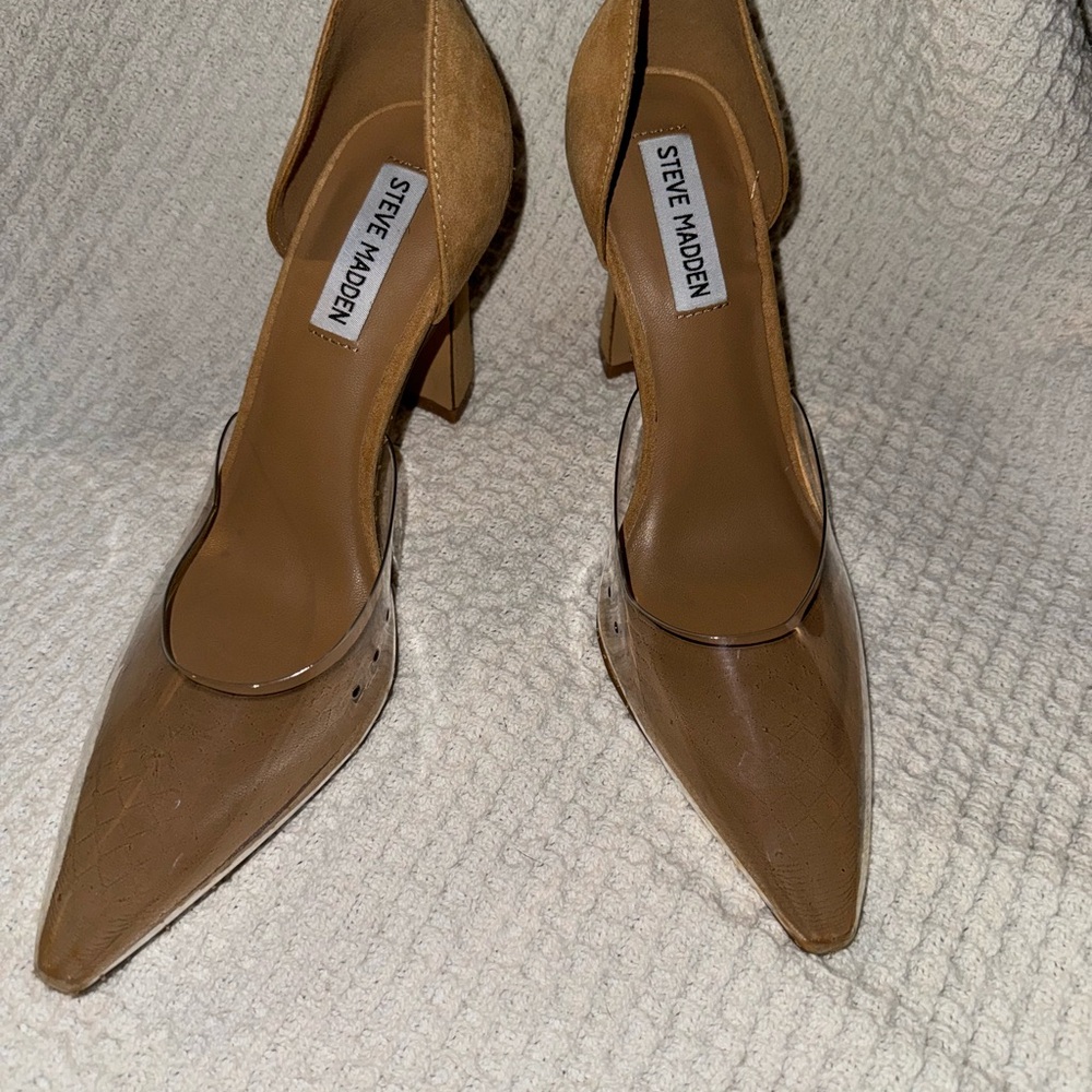 Steve Madden Tan & Clear Women's Heels